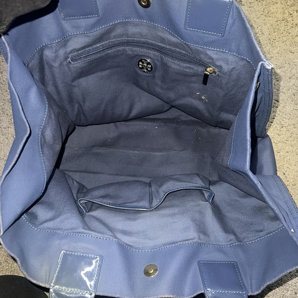 Tory Burch Navy Blue Large Ella Tote Bag Excellent Condition - Picture 6 of 9